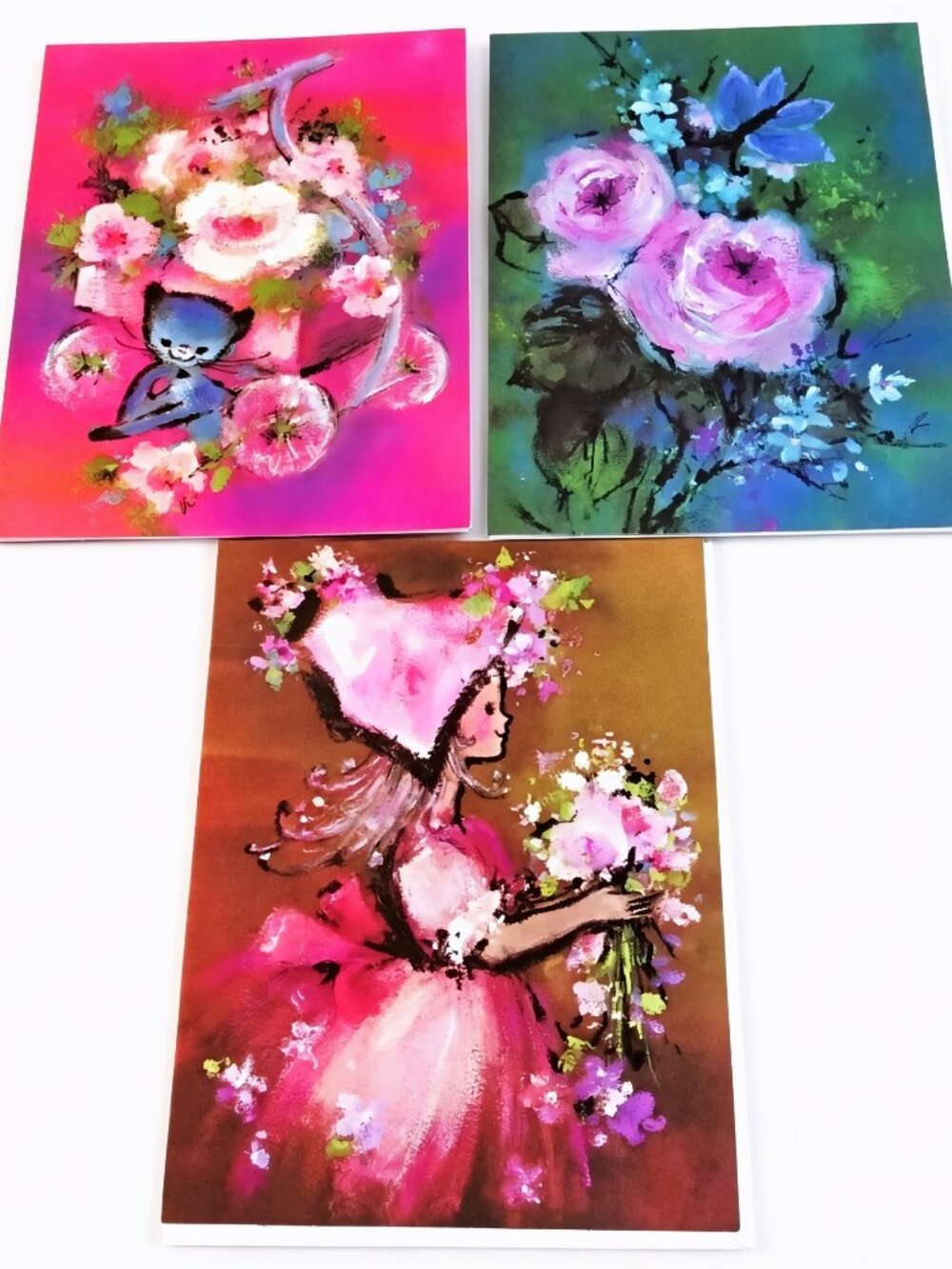 Creations by Gigi 3 Greeting Cards Birthday Get Well Keeping in Touch Unused